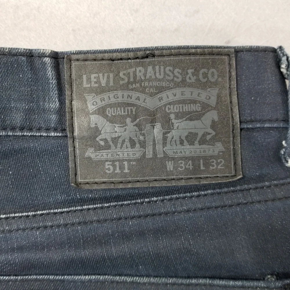 Levi's 511 jeans men's 34x 32 slim straight blue stretch denim pants preppy
